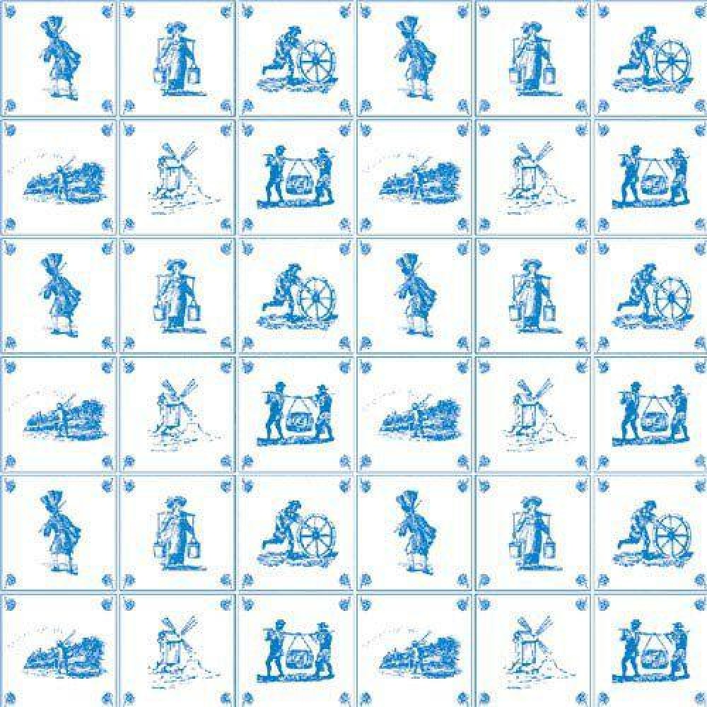 The Dolls House Emporium Blue Delft Tile Wallpaper
