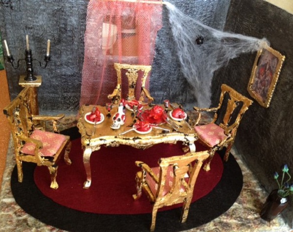 vampire dinner miniature scene halloween