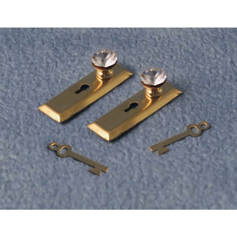 Streets Ahead Crystal Knob, Square Plate & Key Set, 2 Pack