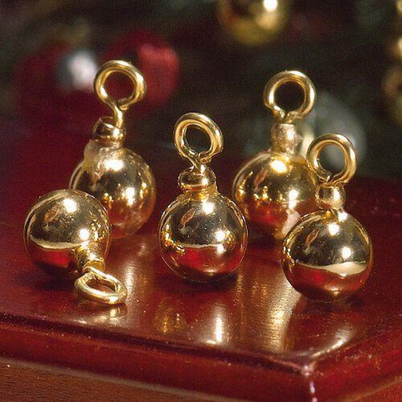 Gold Christmas Tree Baubles, 5 pcs
