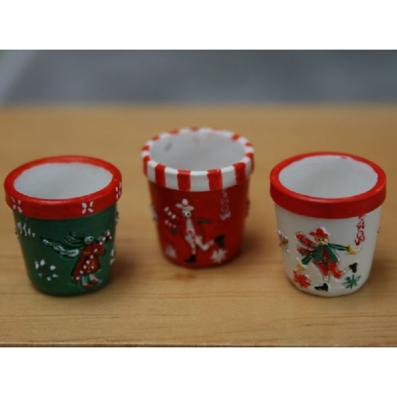 Snowmen Round Pots, Set of 3