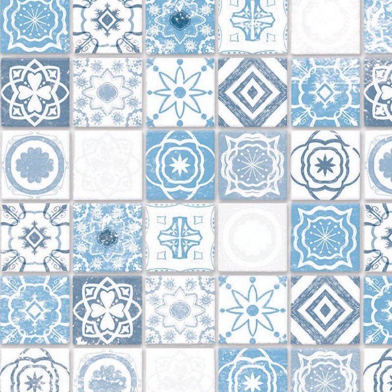 Embossed Antique Azure Mediterranean Tiles A3