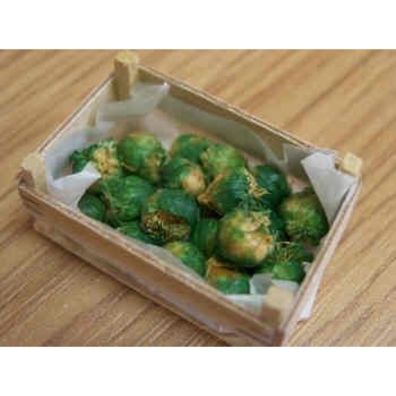 Brussels Sprouts in wood box