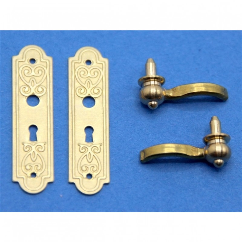 Detailed Lever Door Handle set. Solid Brass