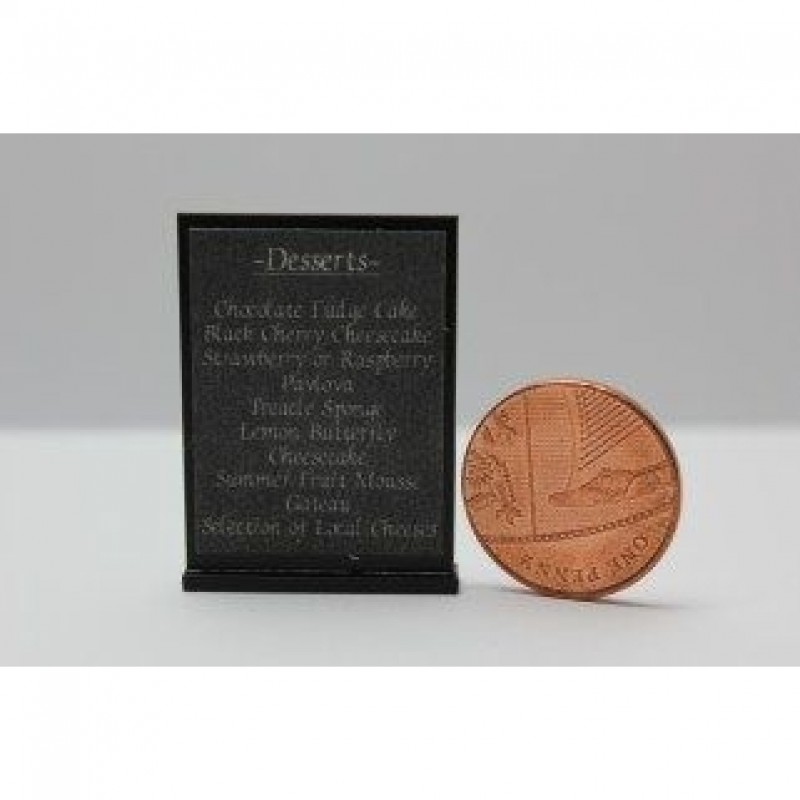 Menu - Desserts, standing for counter top